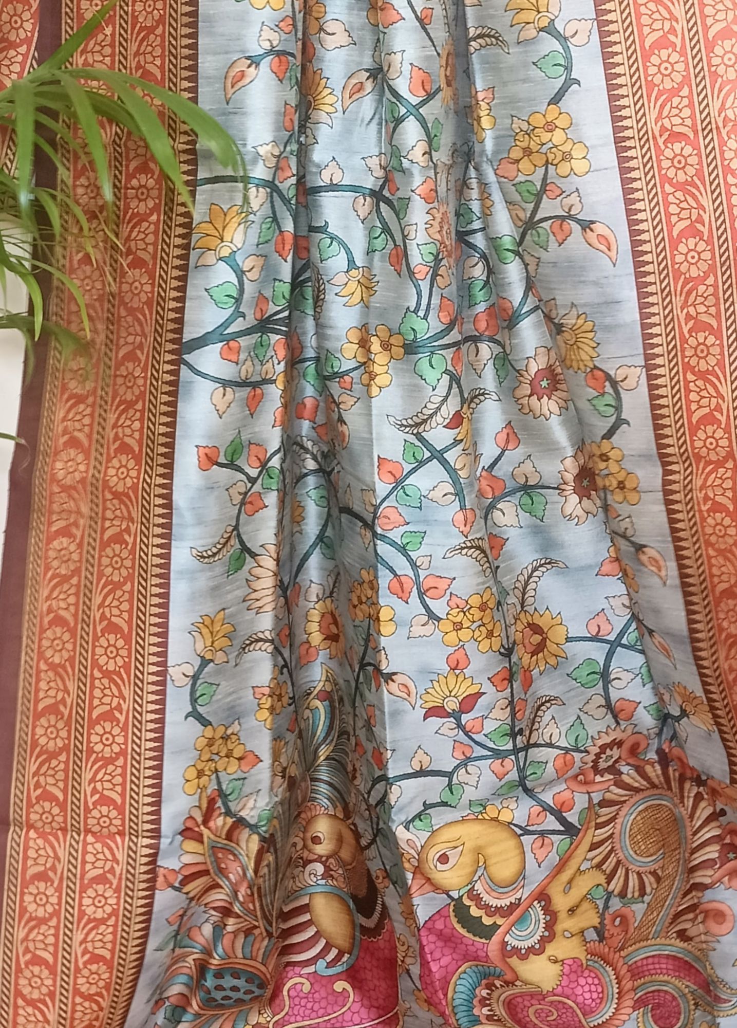 Semi Tussar Kalamkari Saree