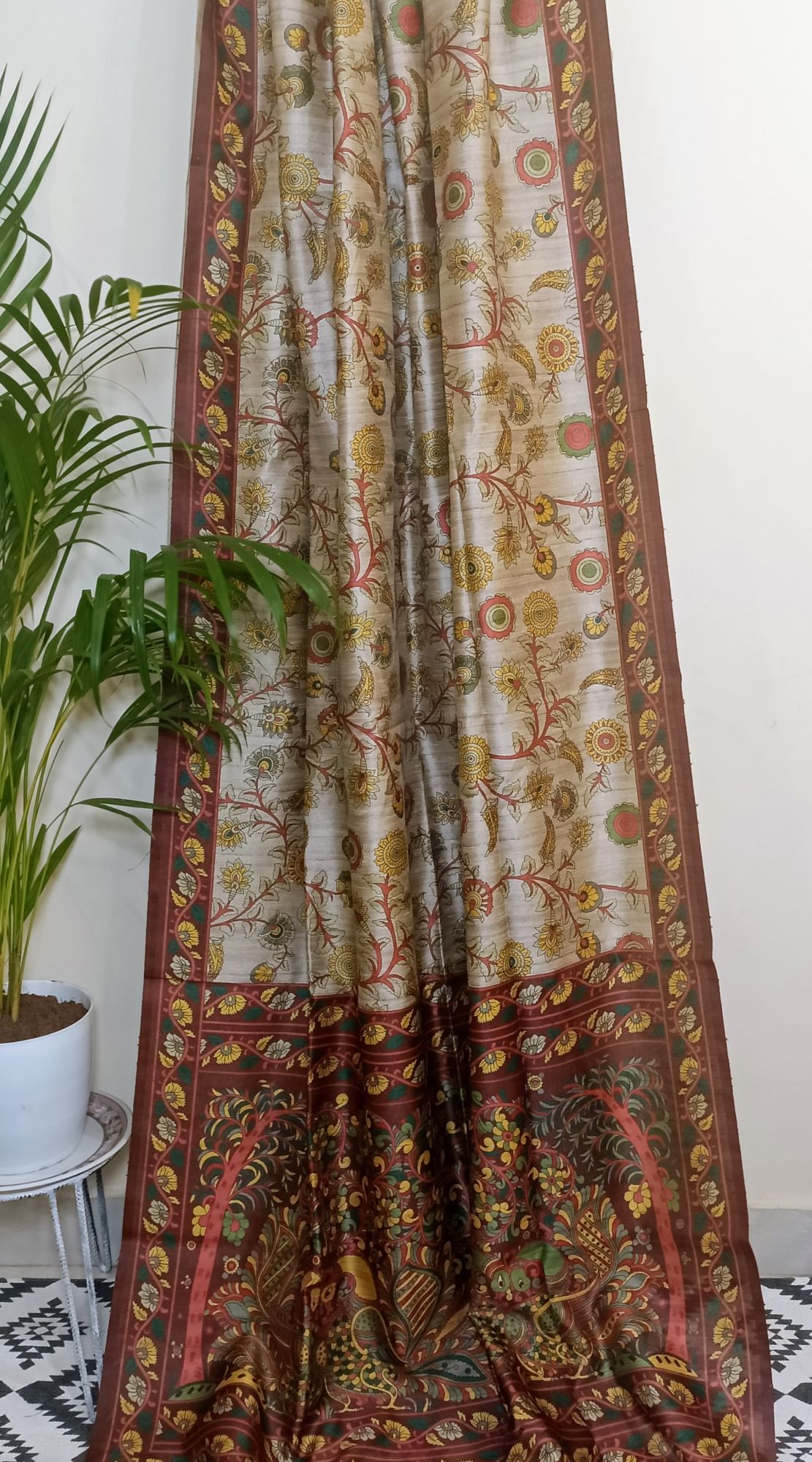 Semi Tussar Kalamkari Saree