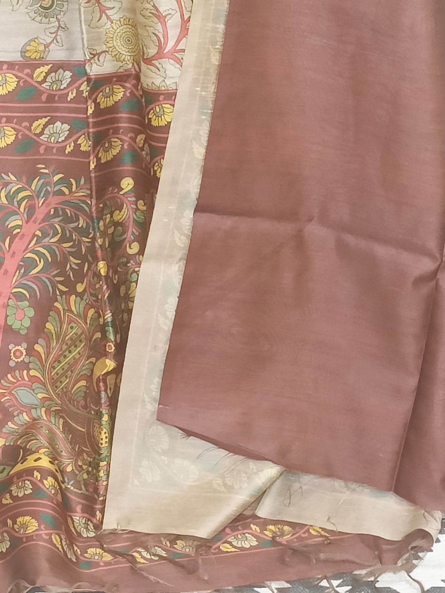 Semi Tussar Kalamkari Saree