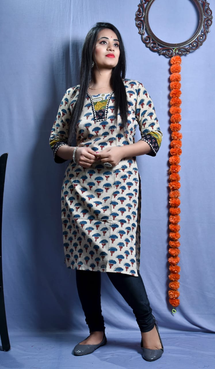 Ajrakh Handblock Print Cotton Kurti