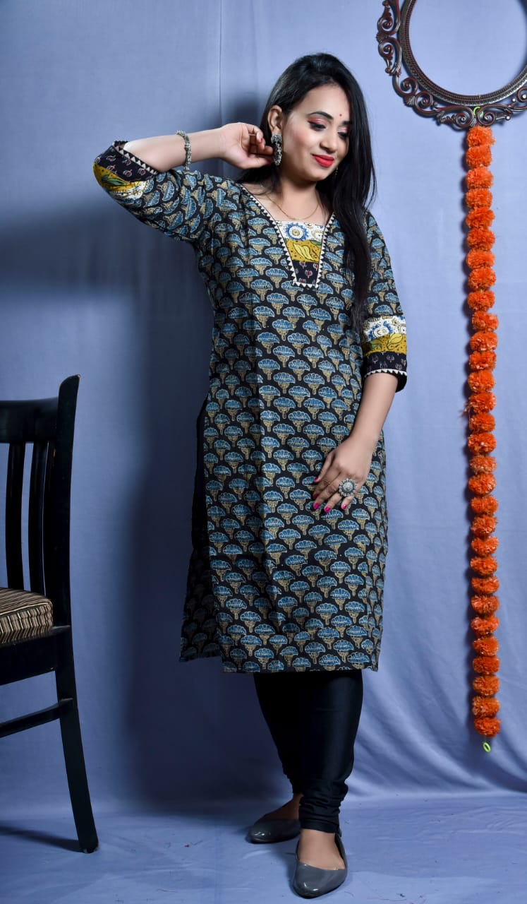 Ajrakh handblock print cotton kurti