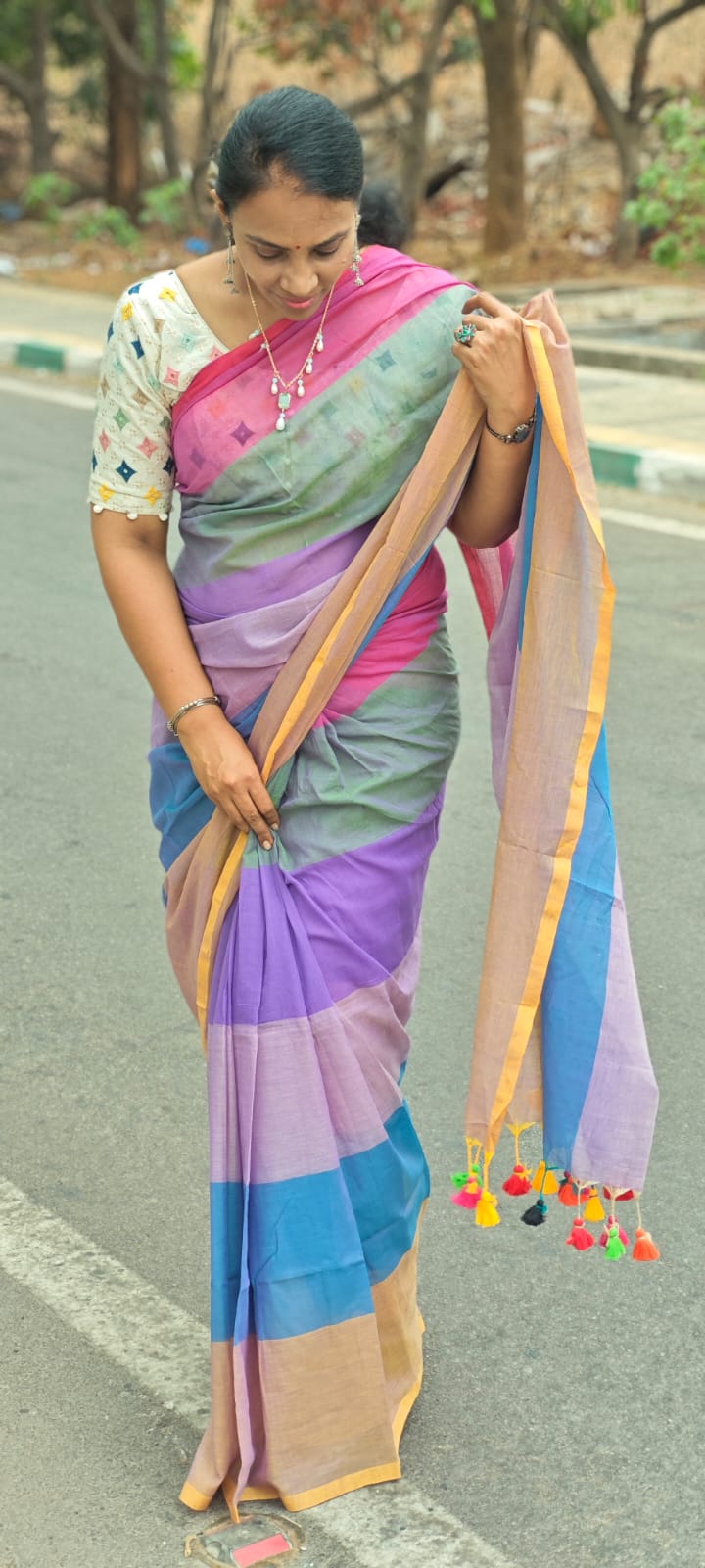 Mul cotton saree