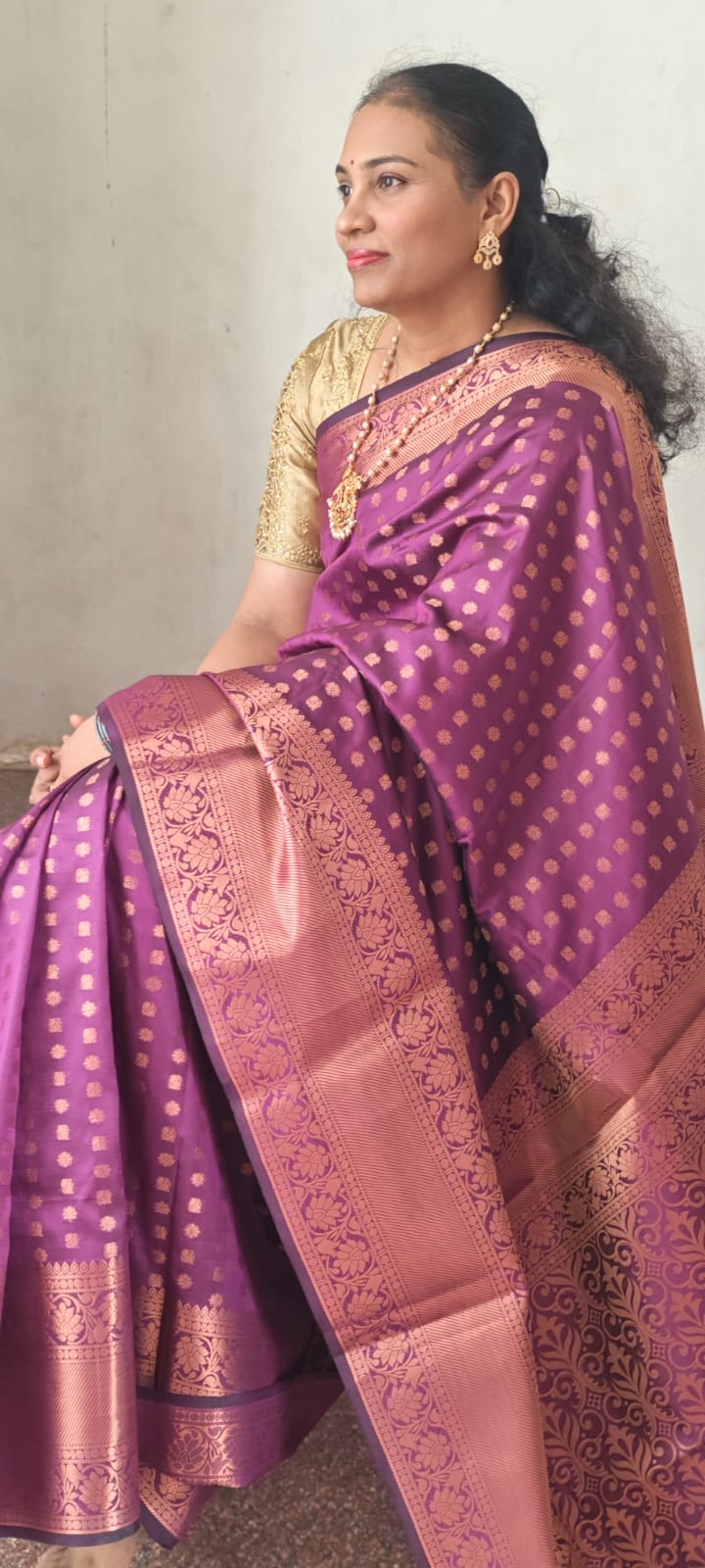 Magenta Semi- Kanchipuram silk saree