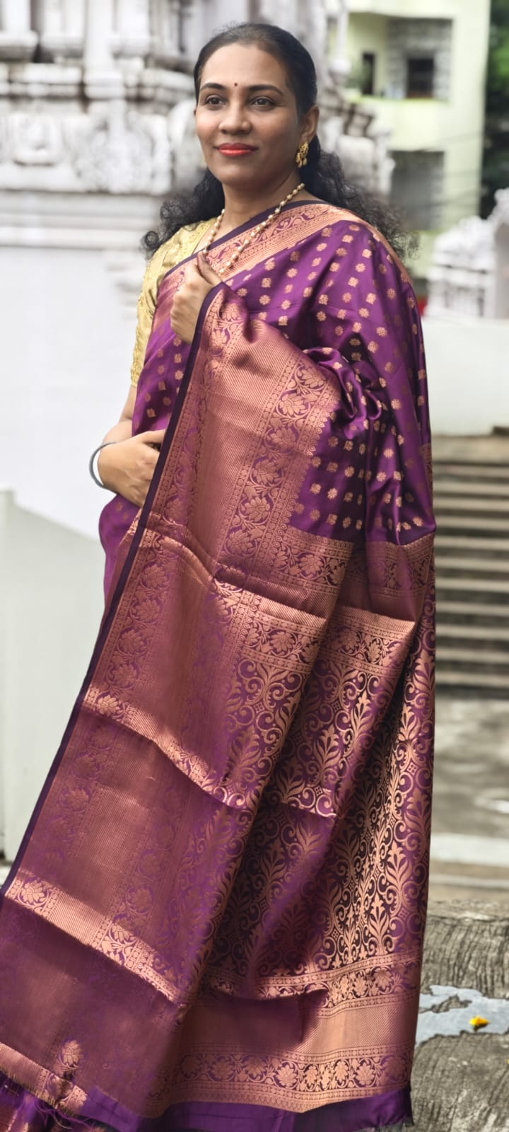 Magenta Semi- Kanchipuram silk saree
