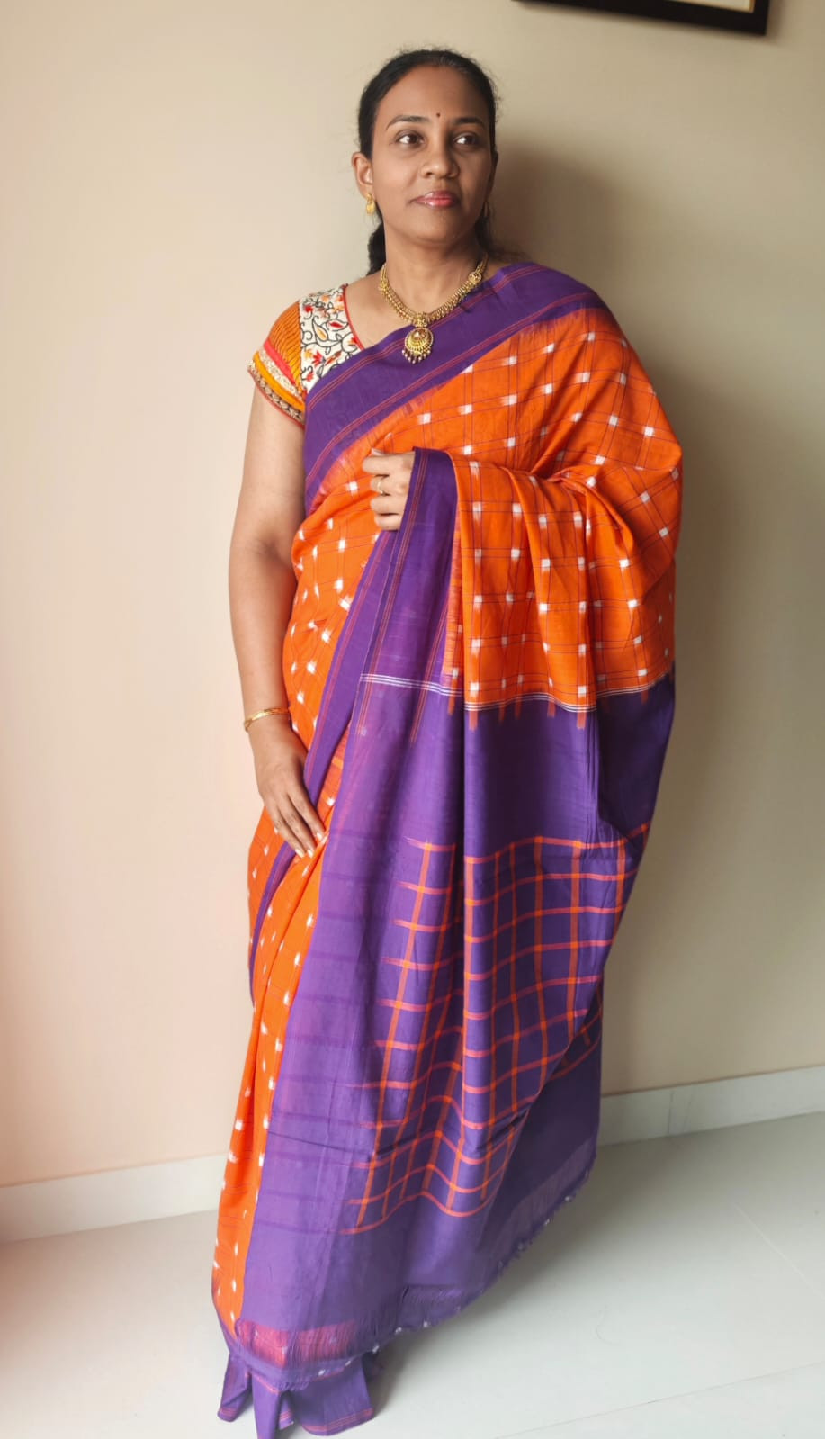 Handwoven Ikkat Pochampally Cotton Saree