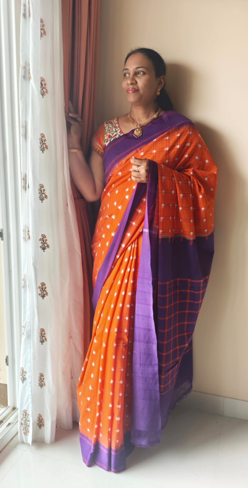 Handwoven Ikkat Pochampally Cotton Saree