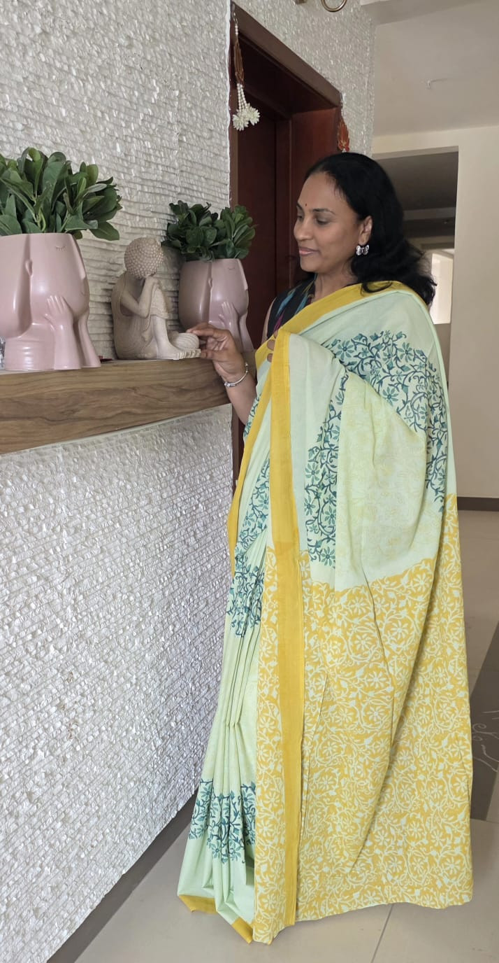 Hand Block Print Cotton Saree