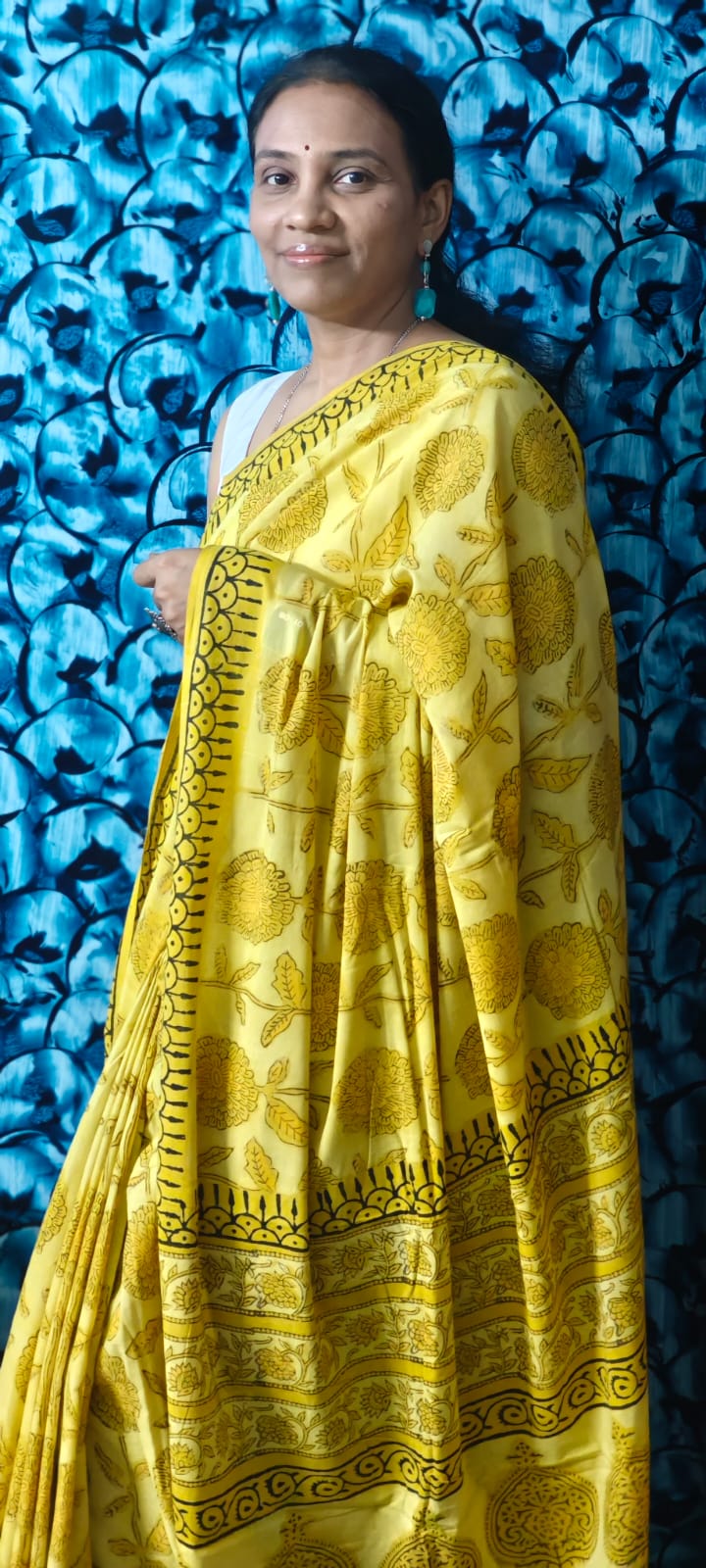 Hand Block Print print Vanaspati Ajrakh Mul Cotton Saree