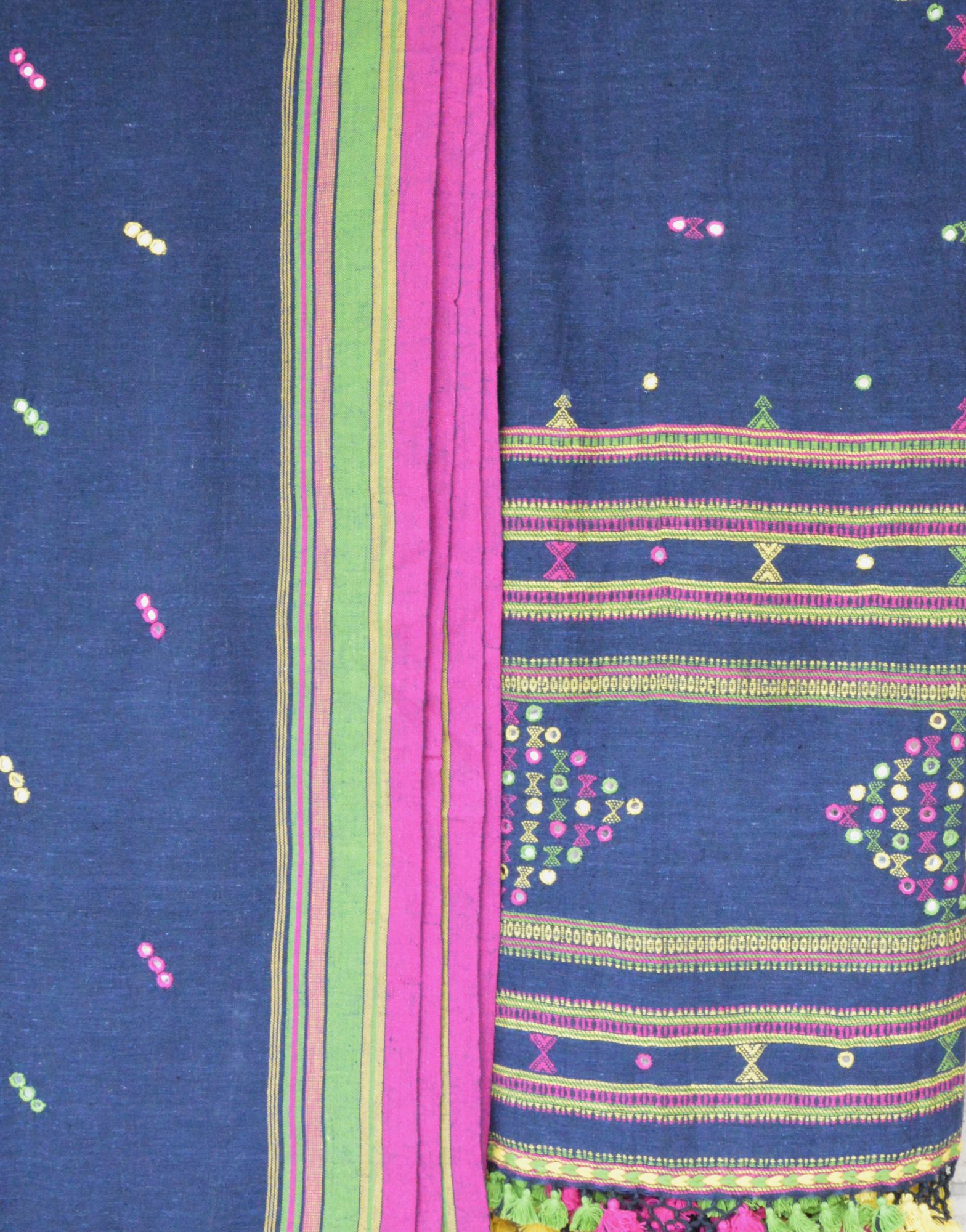 Navy Blue Kala Cotton Bhujodi Suit