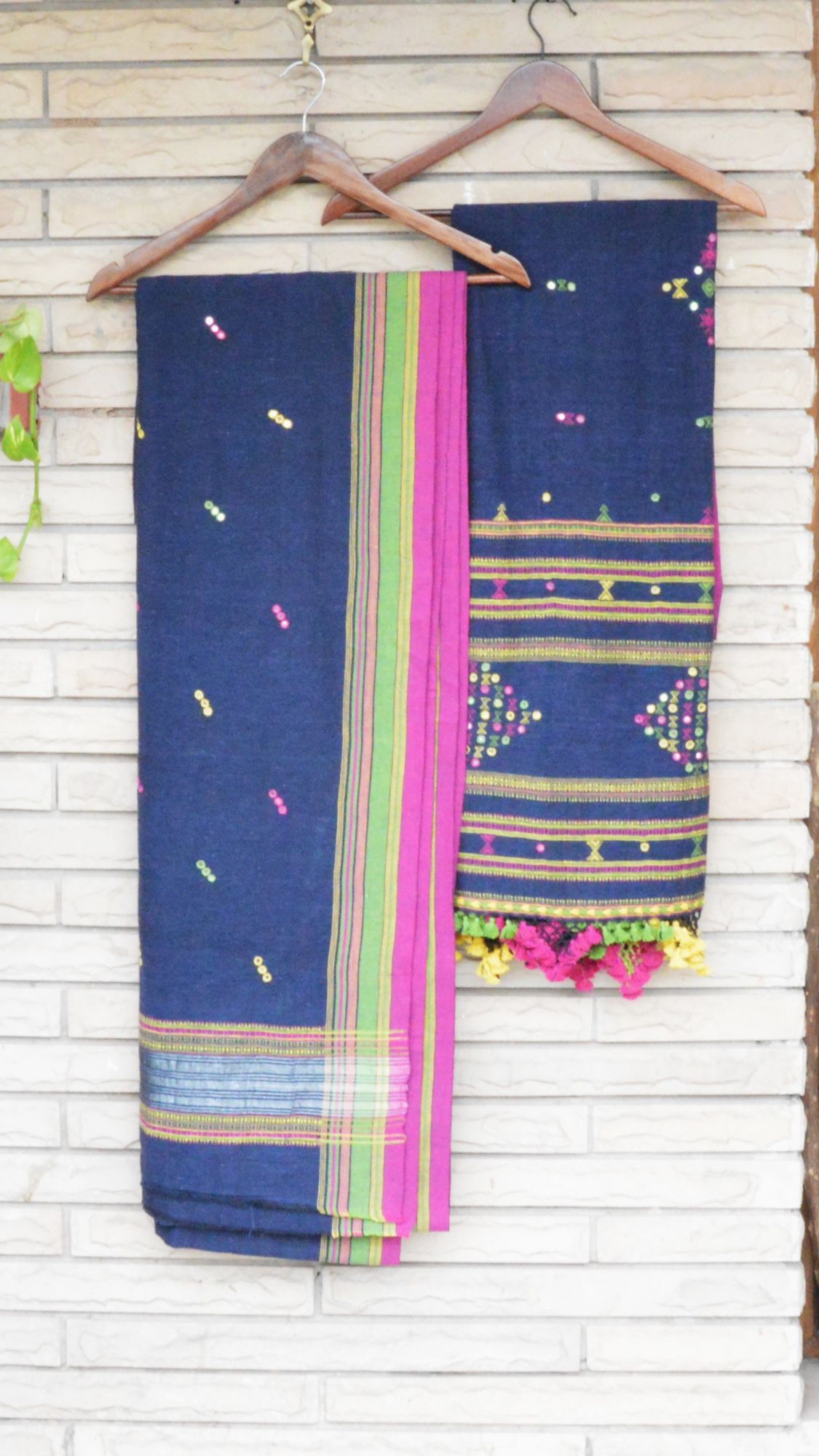 Navy Blue Kala Cotton Bhujodi Suit