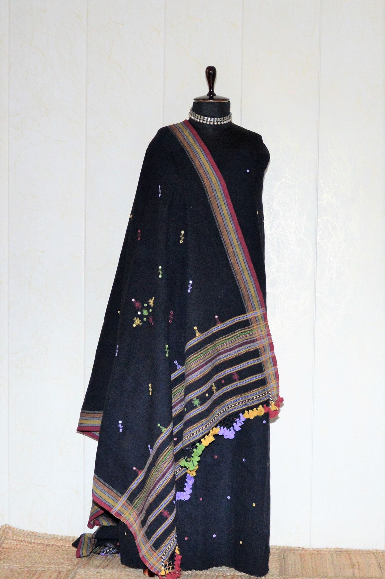 Black Kala Cotton Bhujodi Dupatta