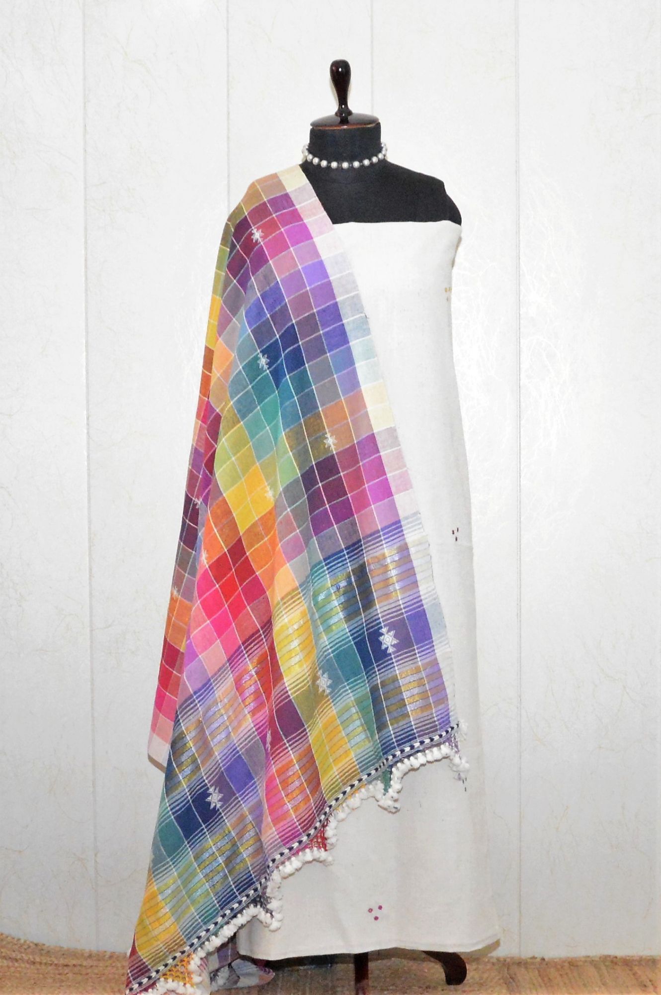 Off White with Multicolored Kala Cotton Bhujodi Suit