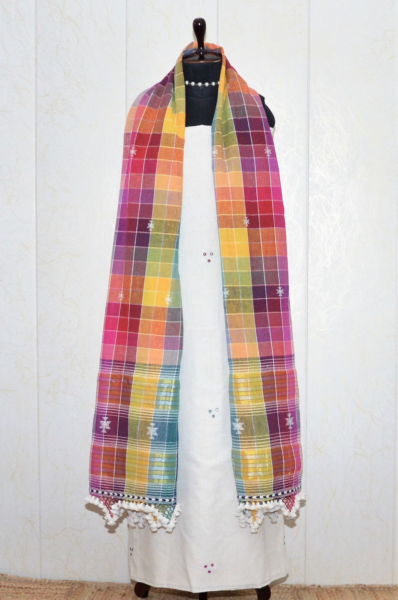 Off White with Multicolored Kala Cotton Bhujodi Suit