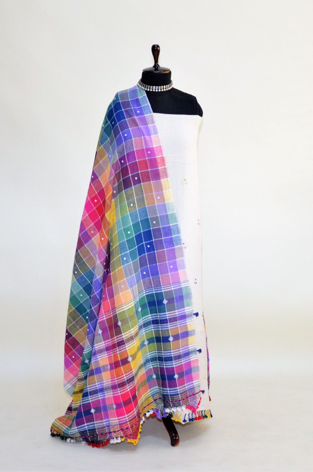 Off White Multicolored Kala Cotton Bhujodi Suit