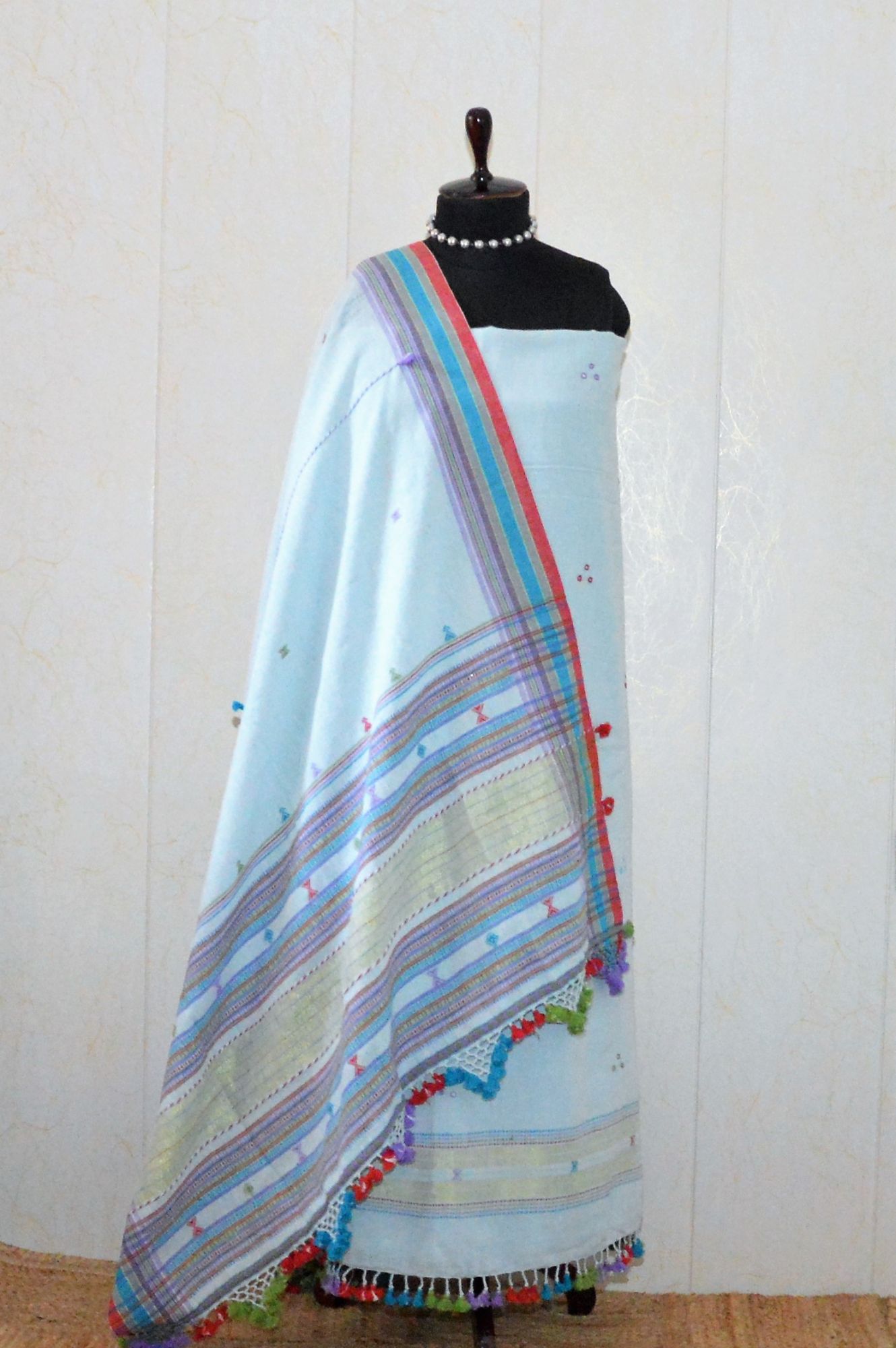 Light Blue Kala Cotton Bhujodi Suit