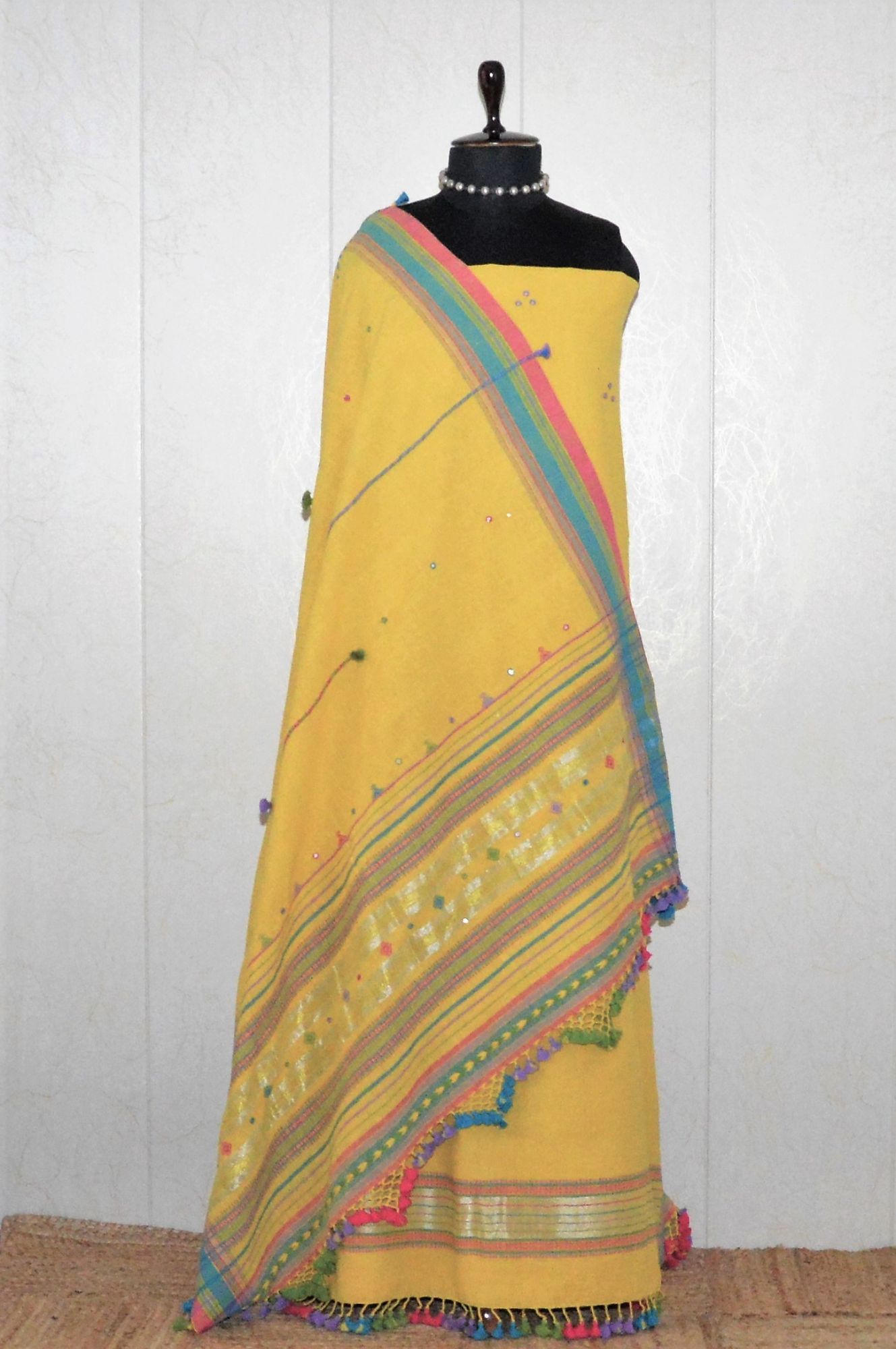 Yellow Kala Cotton Bhujodi Suit