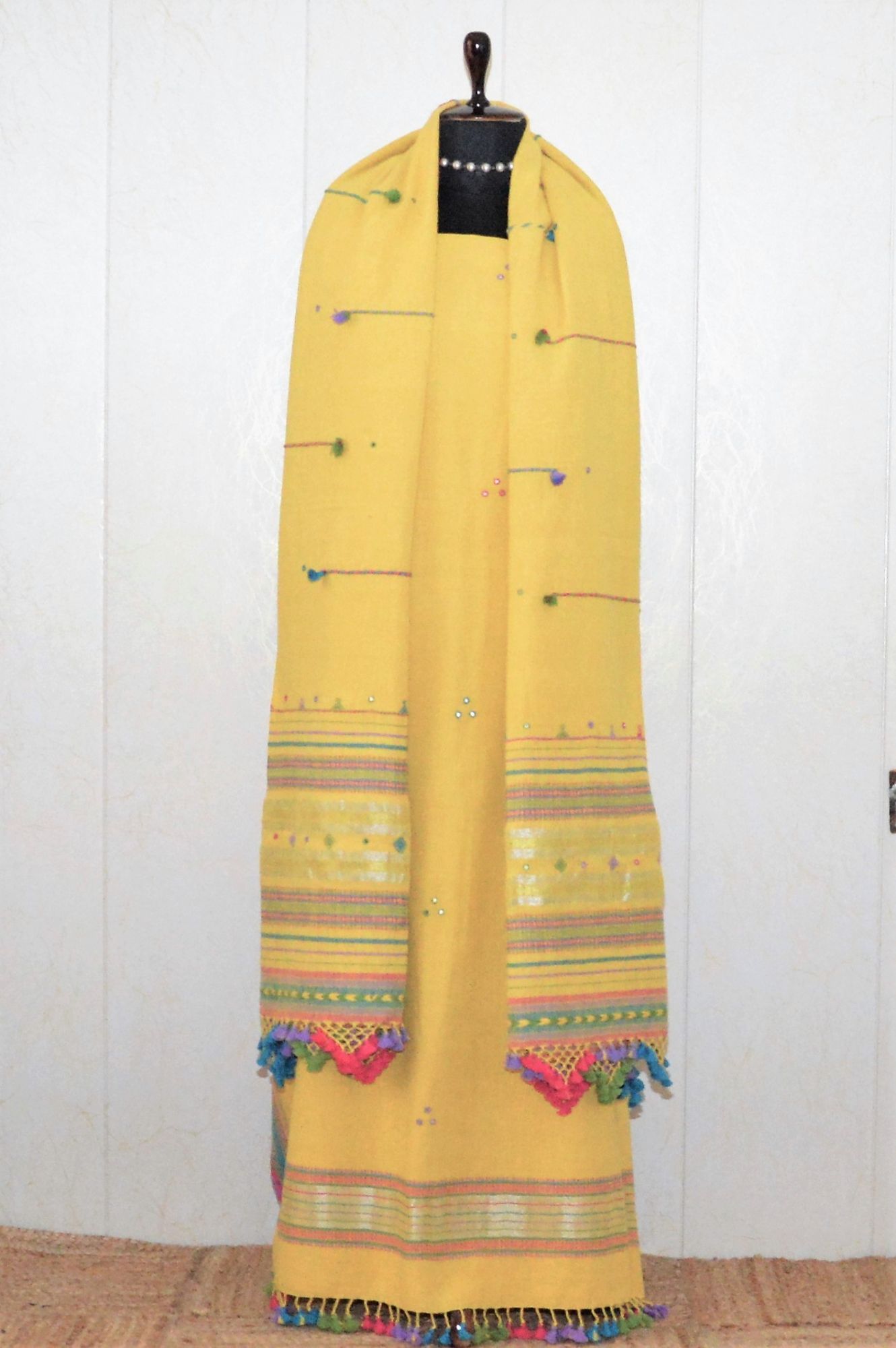 Yellow Kala Cotton Bhujodi Suit