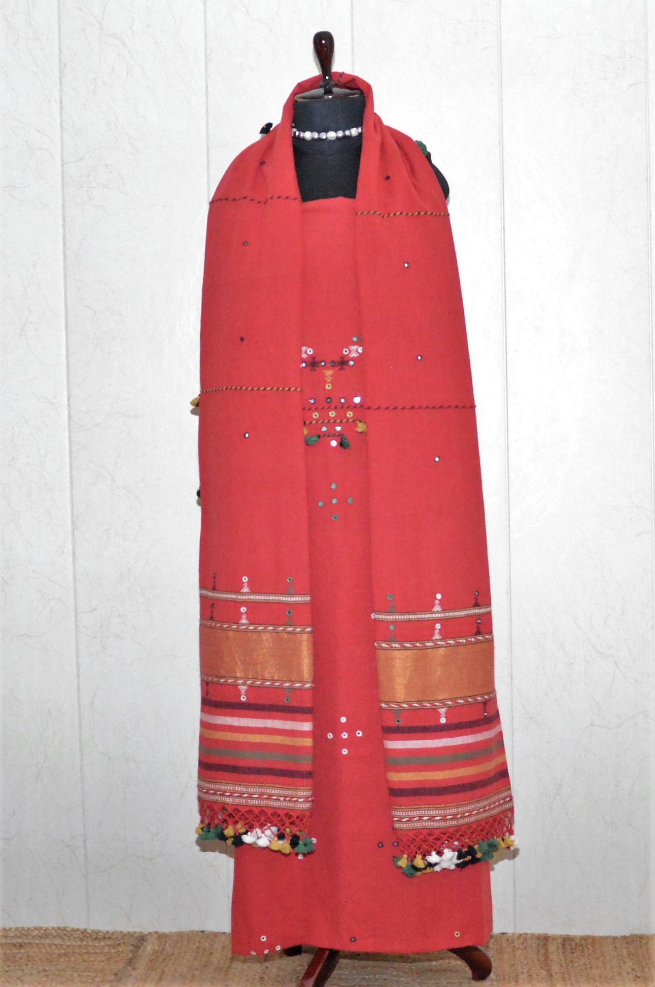 Red Kala Cotton Bhujodi Suit