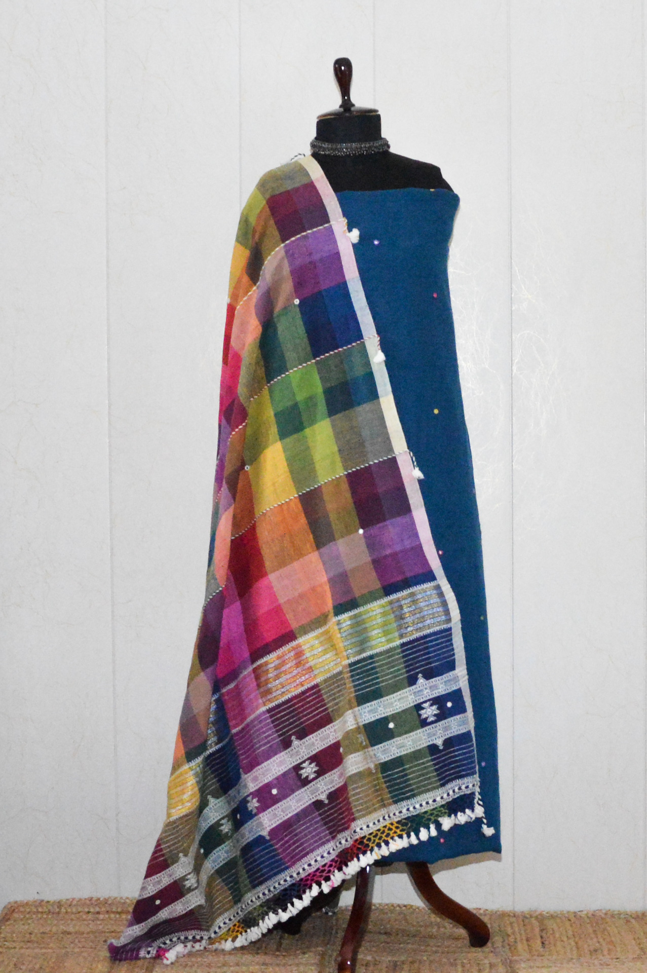 Kala Cotton Bhujodi Suit with Multicolor Dupatta