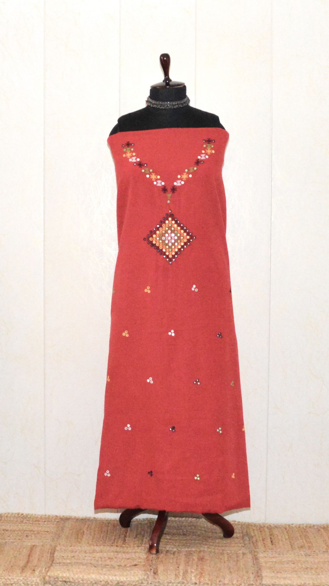 Red Kala Cotton Bhujodi Suit