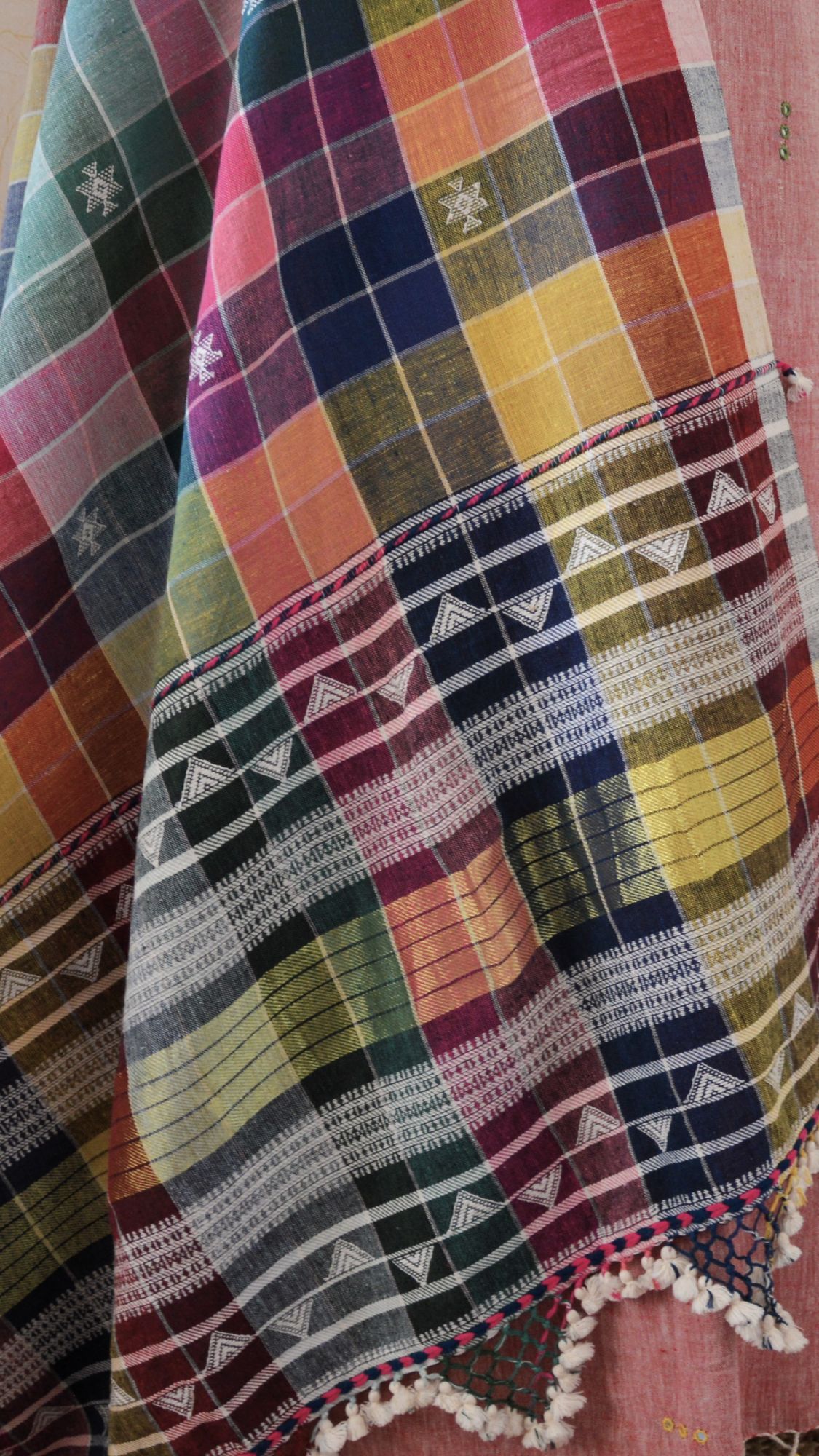 Pink with Multicolored Kala Cotton Bhujodi Suit