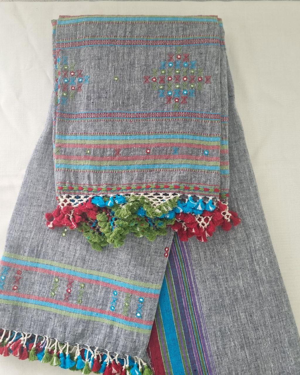 Grey Kala Cotton Bhujodi Suit