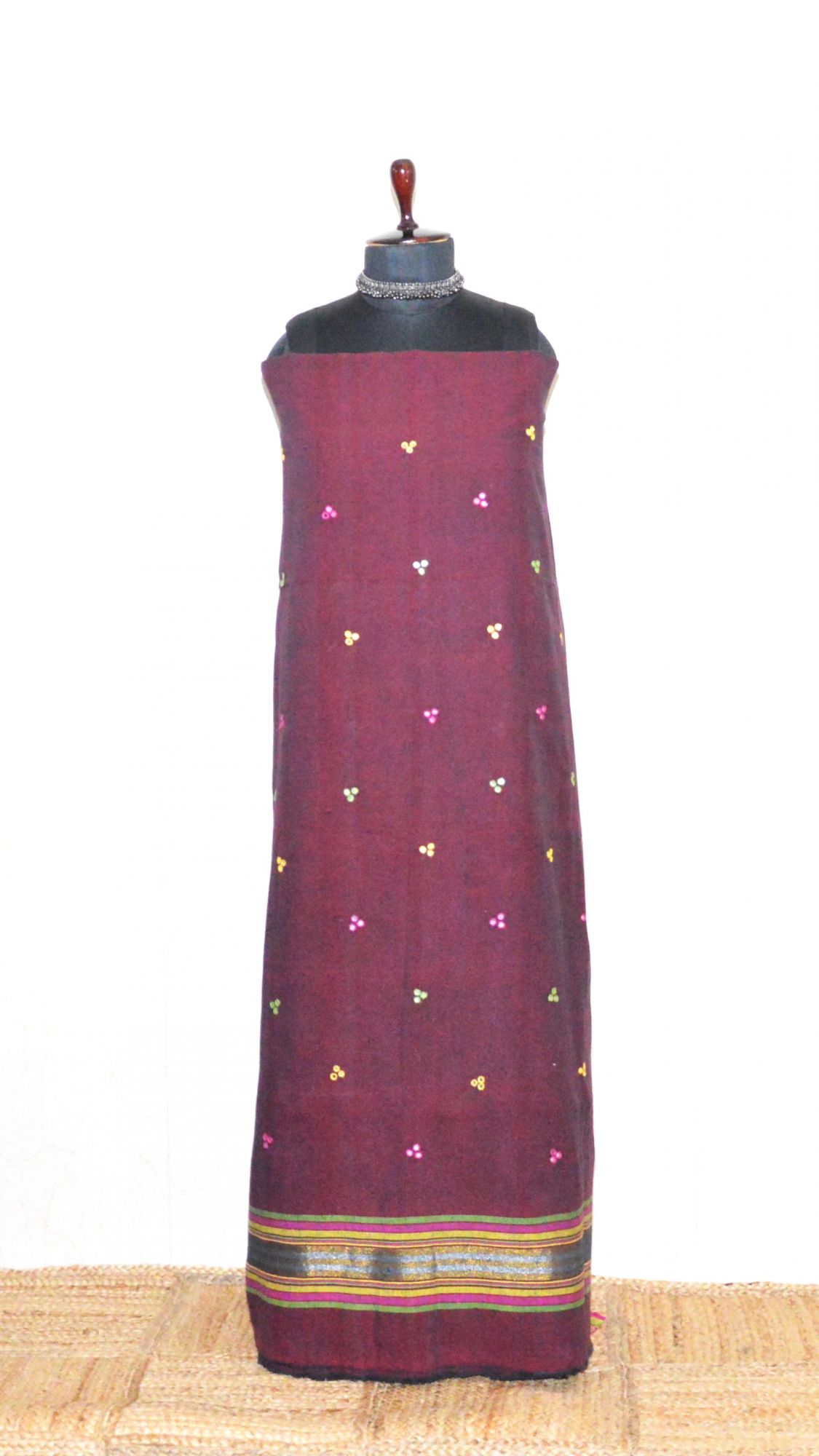 Dark Maroon Kala Cotton Bhujodi Suit