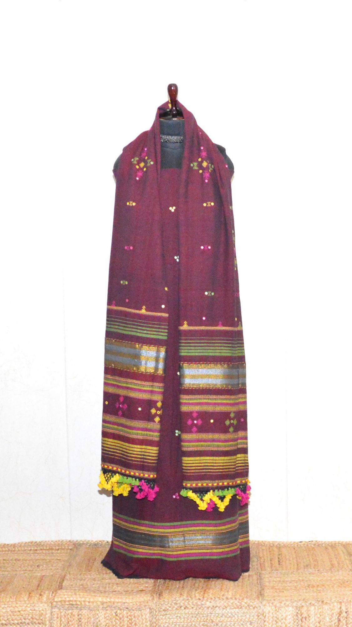 Dark Maroon Kala Cotton Bhujodi Suit