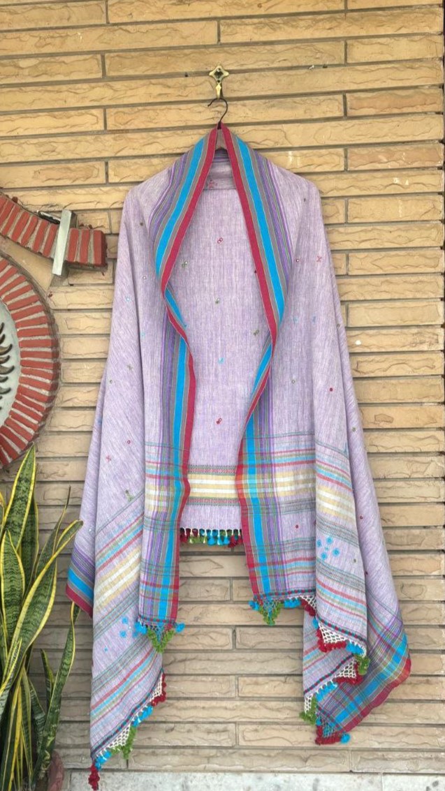 Lavender Kala Cotton Bhujodi Suit