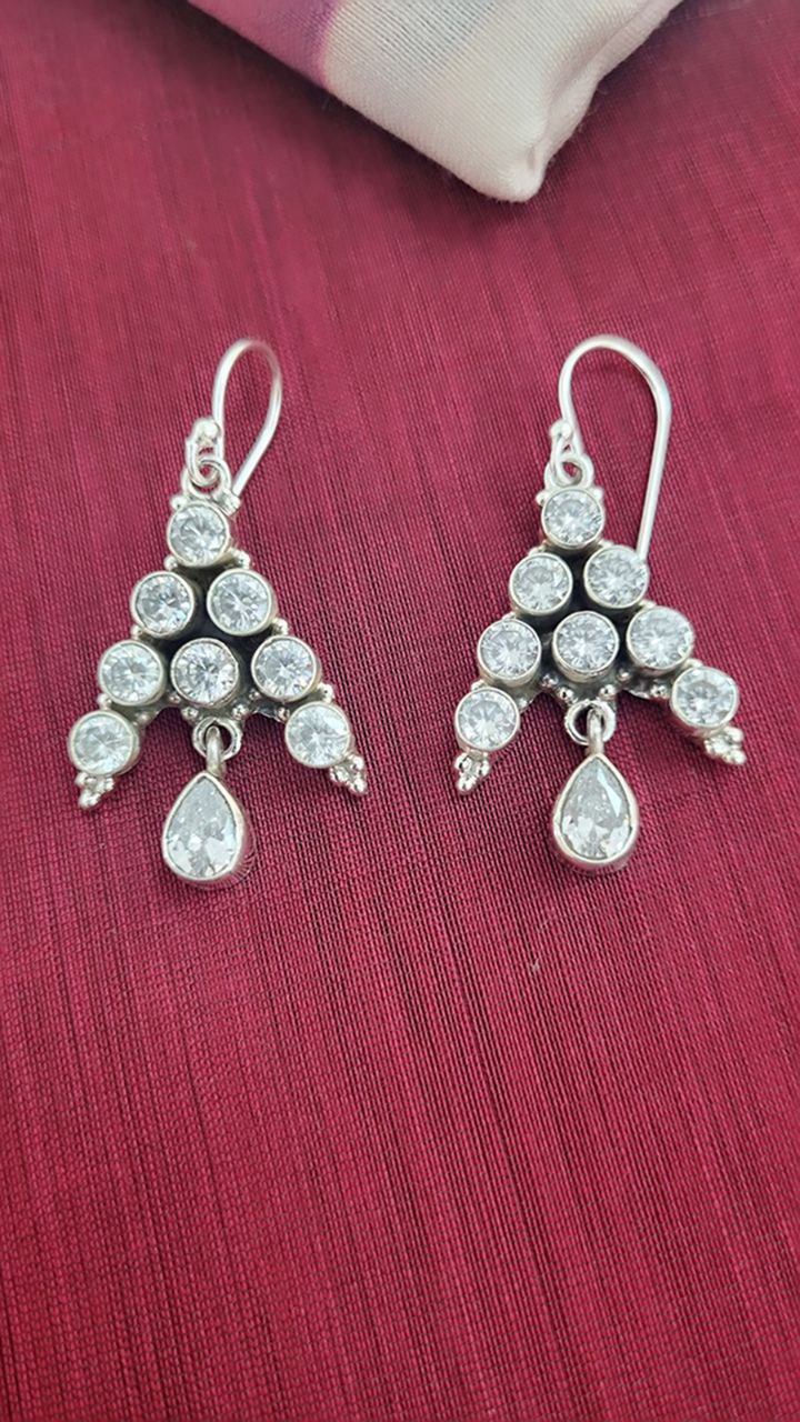Silver Triangle Drops Earrings
