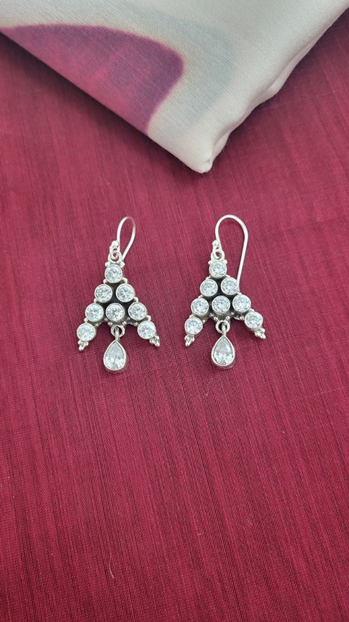 Silver Triangle Drops Earrings