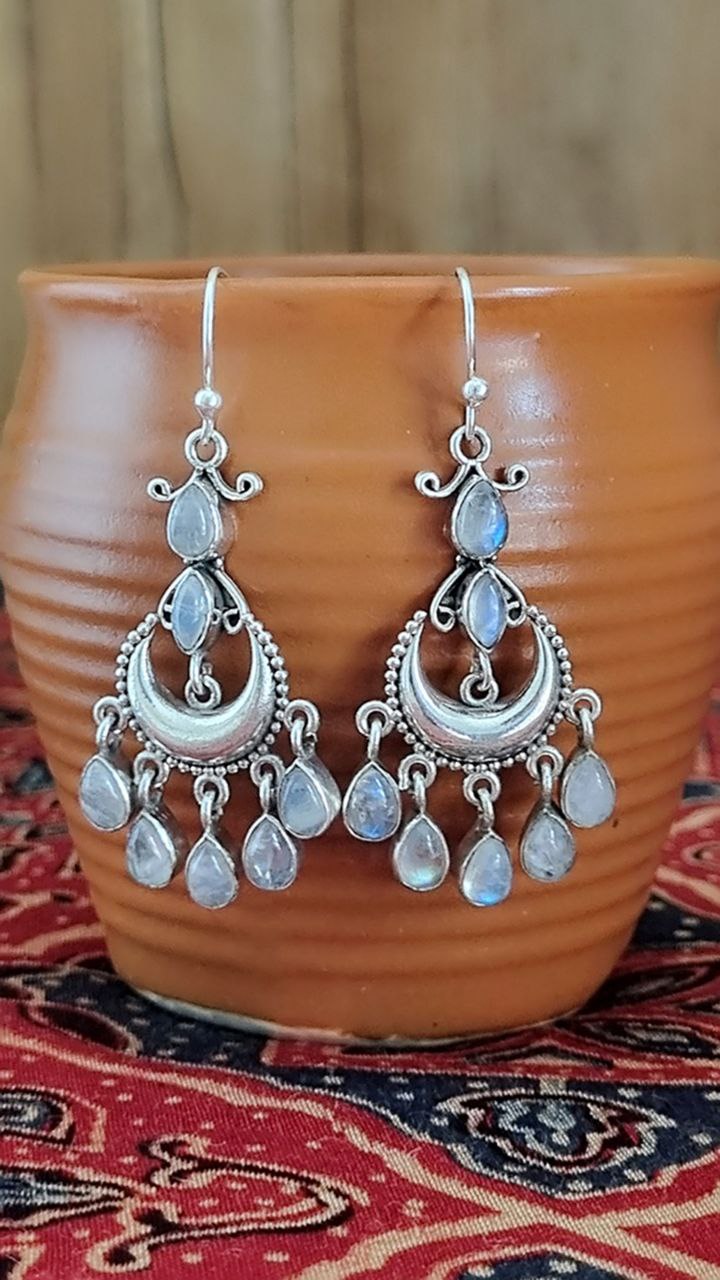 Moonstone Silver Earrings