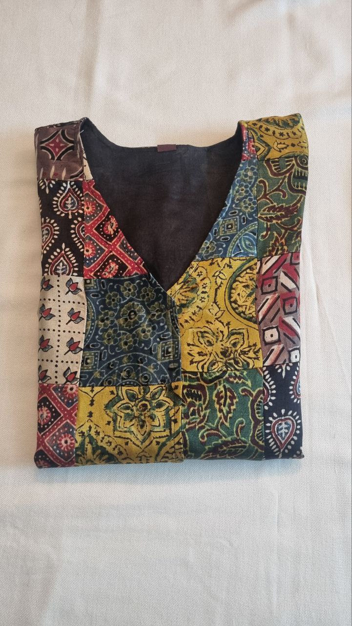 Mashru Silk Ajrakh Jacket