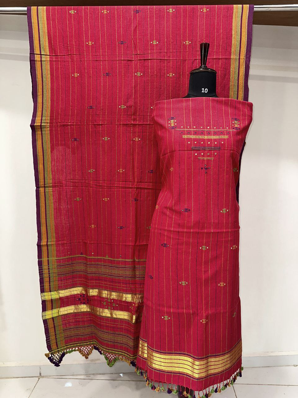 Red Kala Cotton Suit