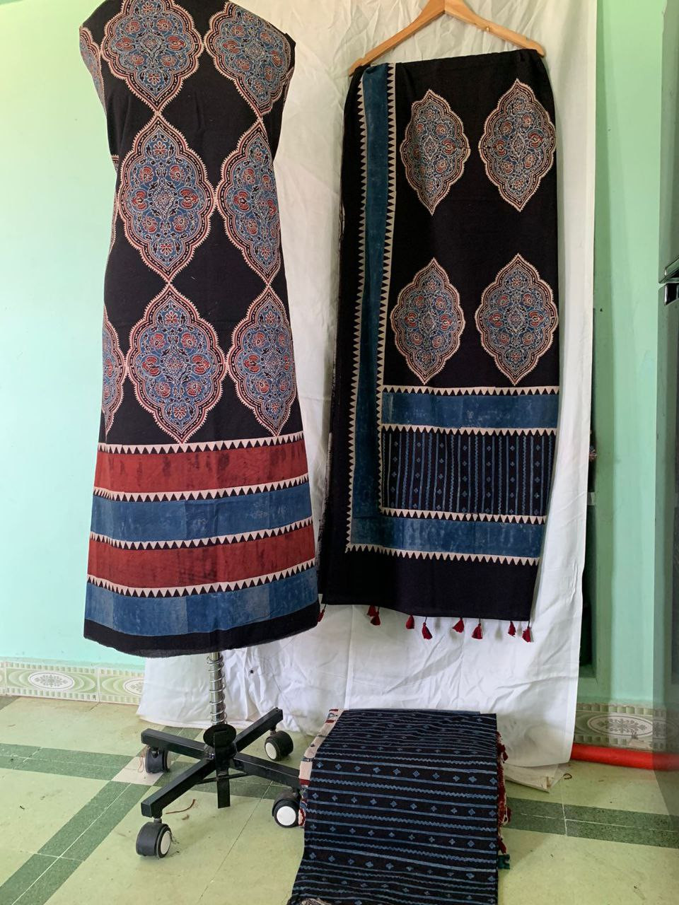 Black Ajrakh Handblock Cotton Suit