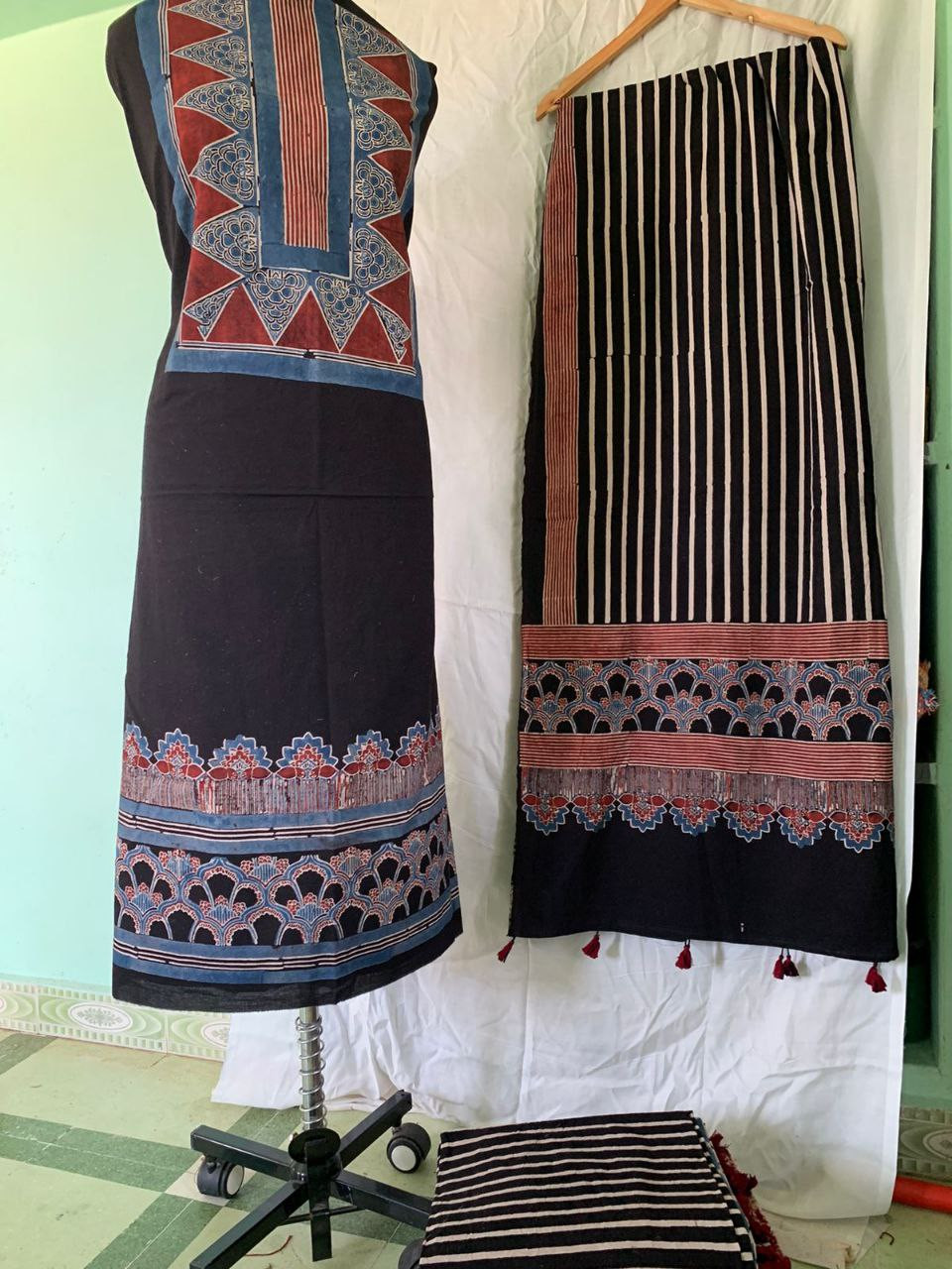 Black Ajrakh Handblock Cotton Suit