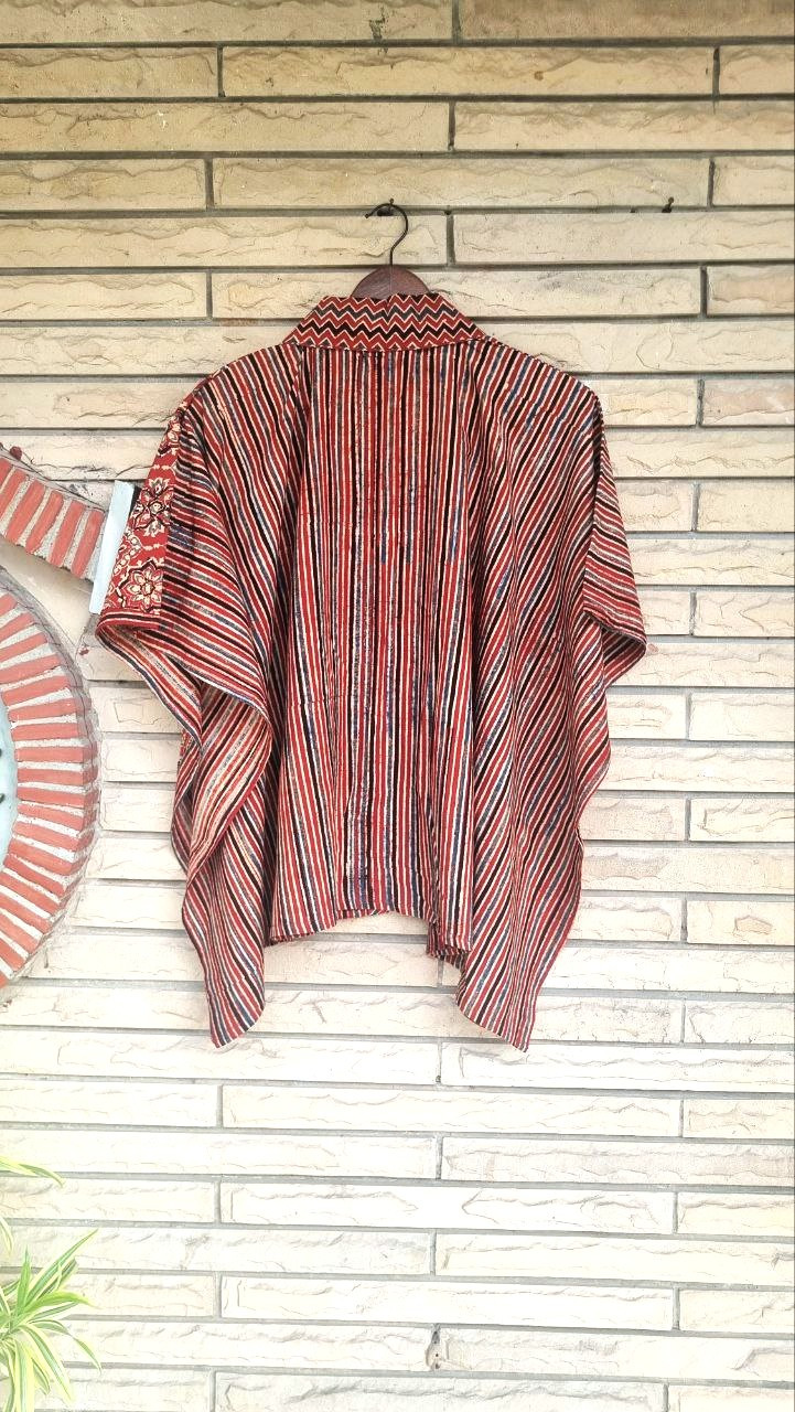 Madder Red Ajrakh Kaftan Shirt