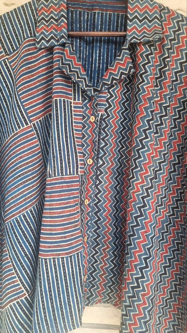 Indigo Ajrakh Kaftan Shirt