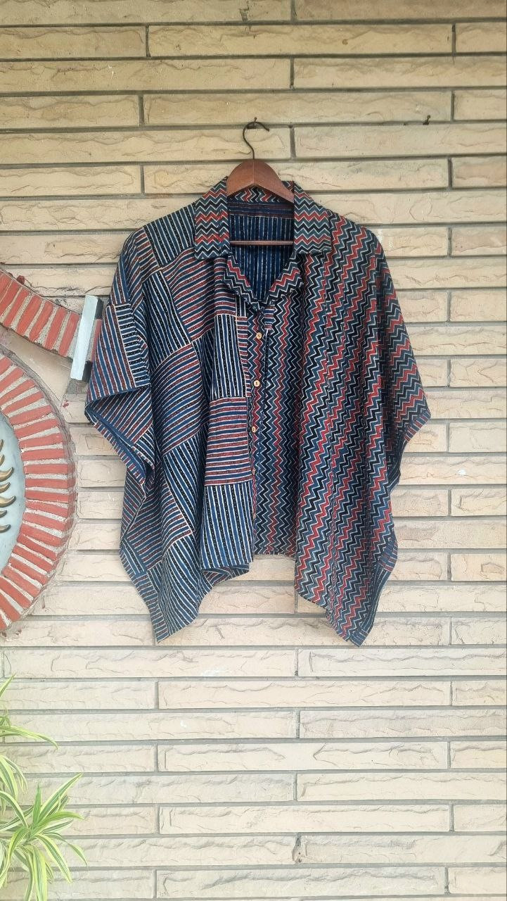 Indigo Ajrakh Kaftan Shirt