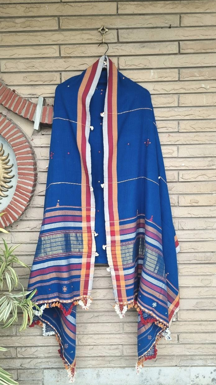 Blue Fine Cotton Bhujodi Suit