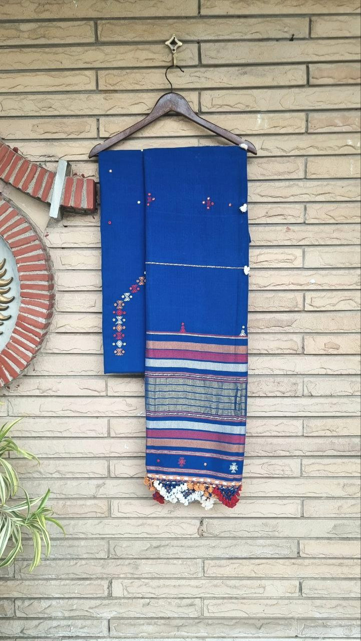 Blue Fine Cotton Bhujodi Suit