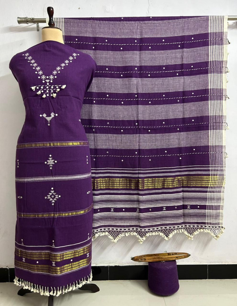 Image of Purple Check Kala Cotton Suit