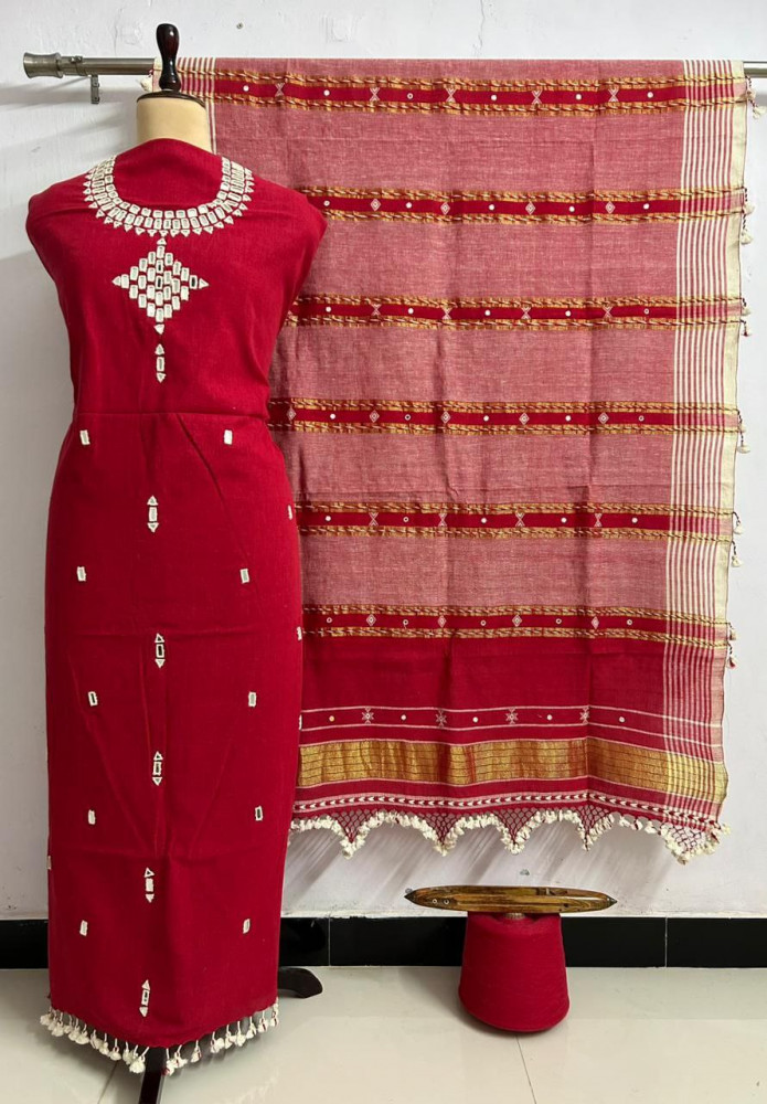 Image of Red Kala Cotton Suit
