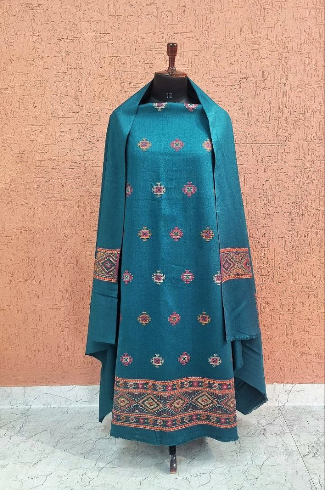 Image of Teal Green Kullu Woolen Suit