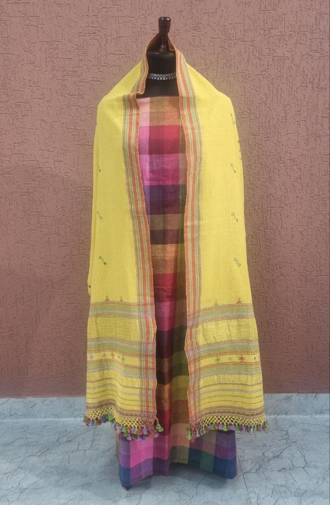 Image of Multicolor Check Kala Cotton Top with Dupatta
