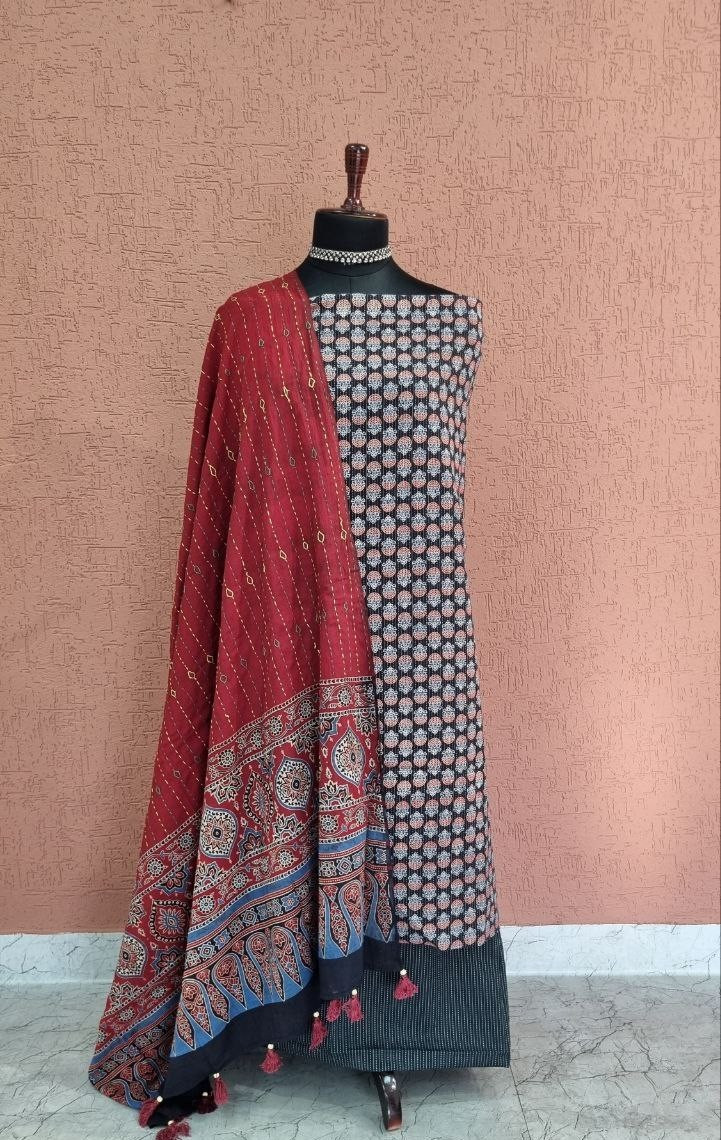 Black Ajrakh Cotton Suit