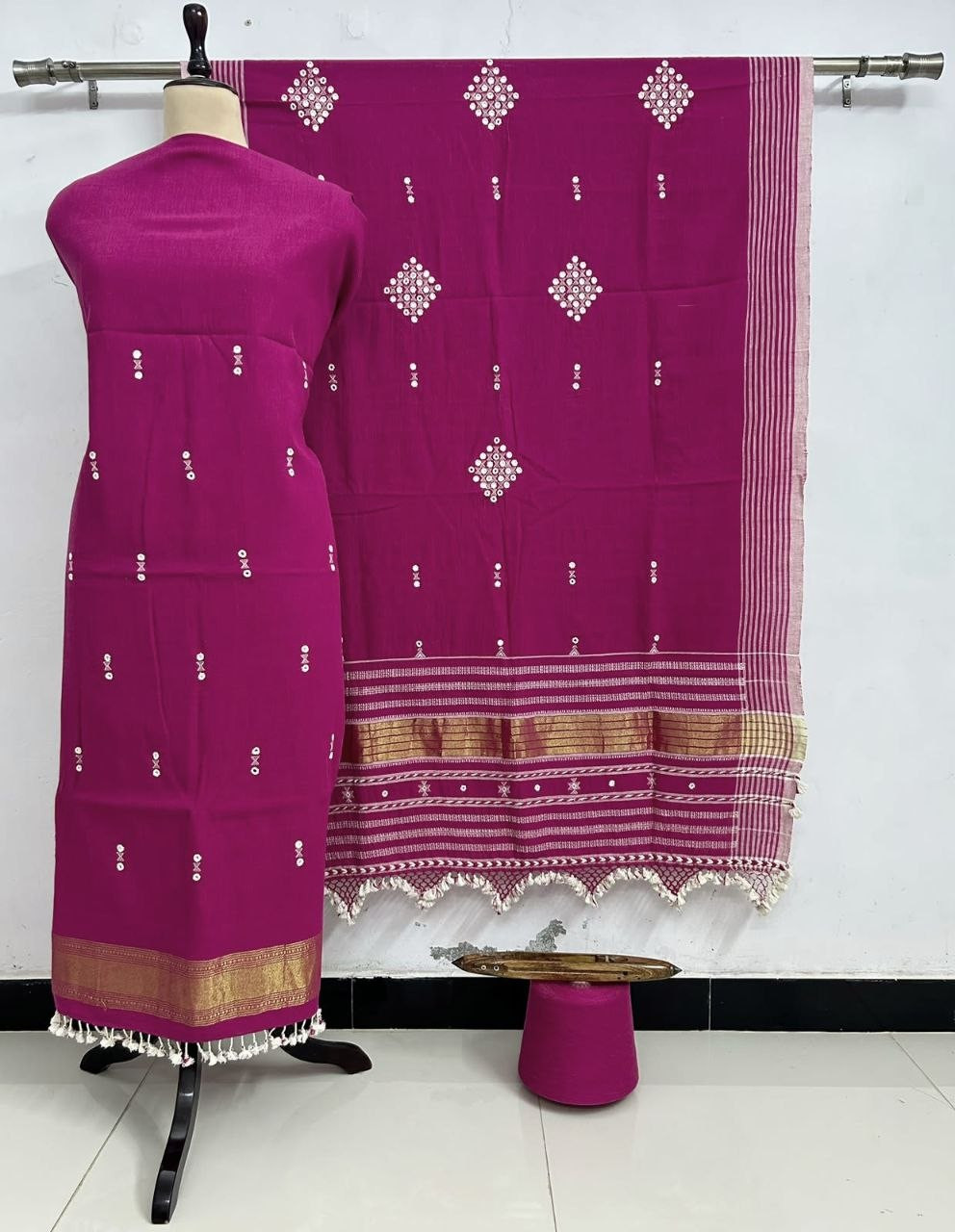 Pink Kala Cotton Bhujodi Suit
