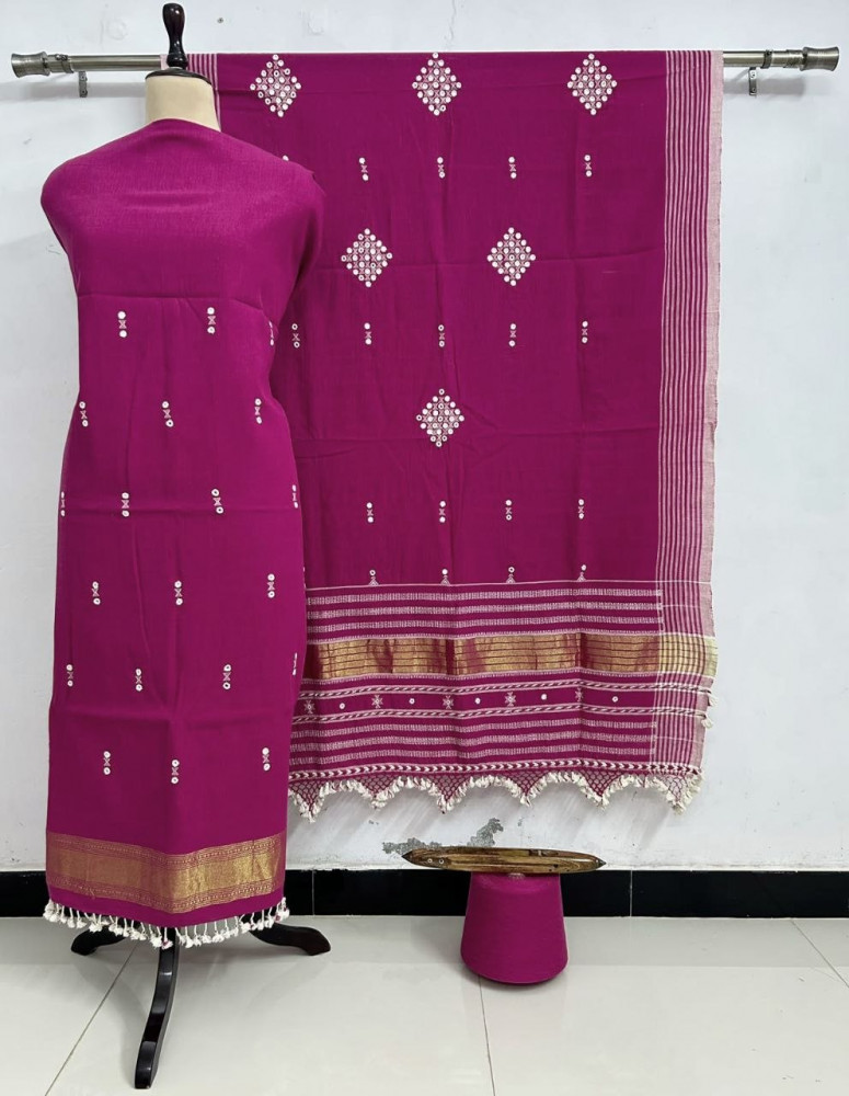Image of Pink Kala Cotton Bhujodi Suit