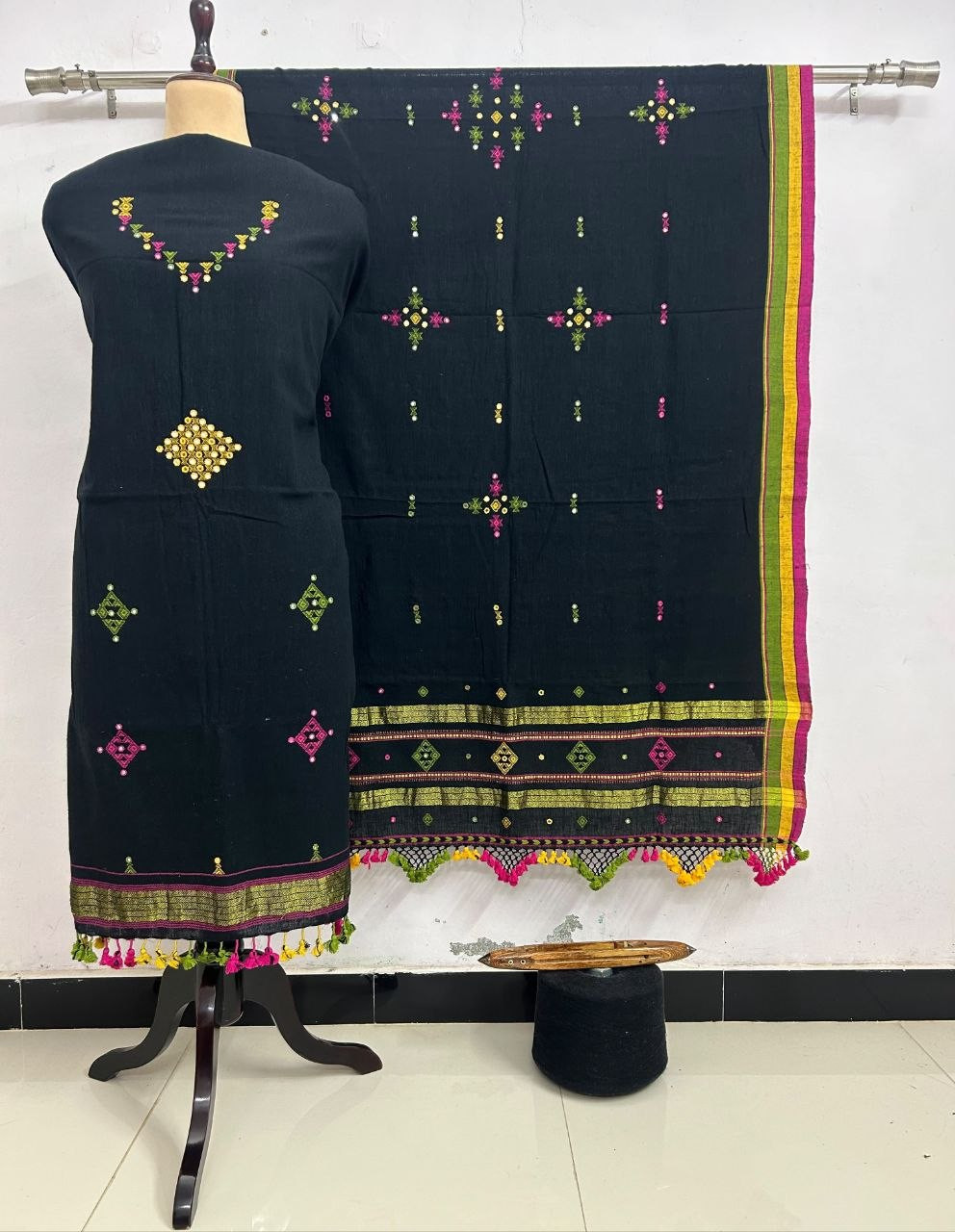Black Kala Cotton Bhujodi Suit