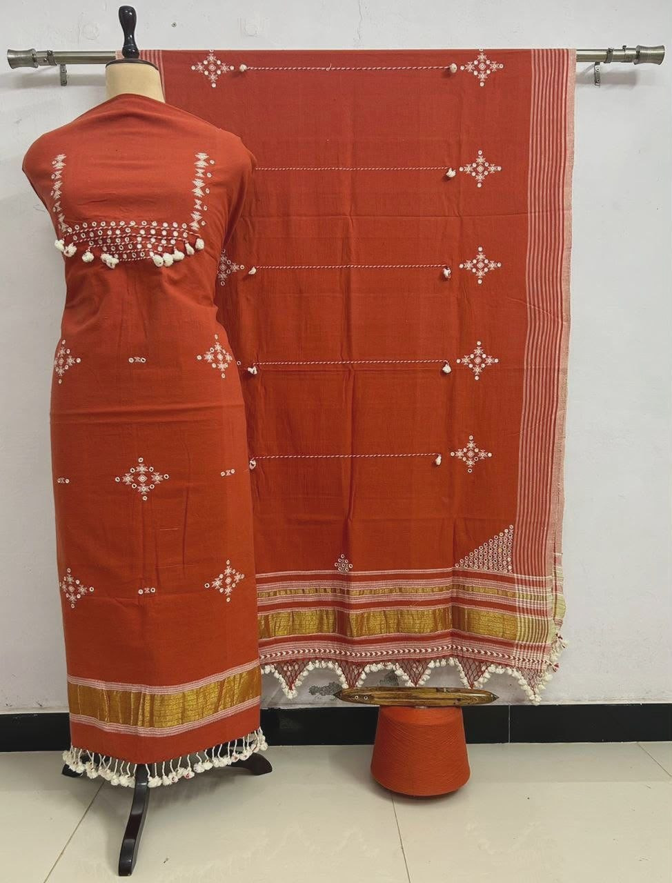 Rust Kala Cotton Bhujodi Suit